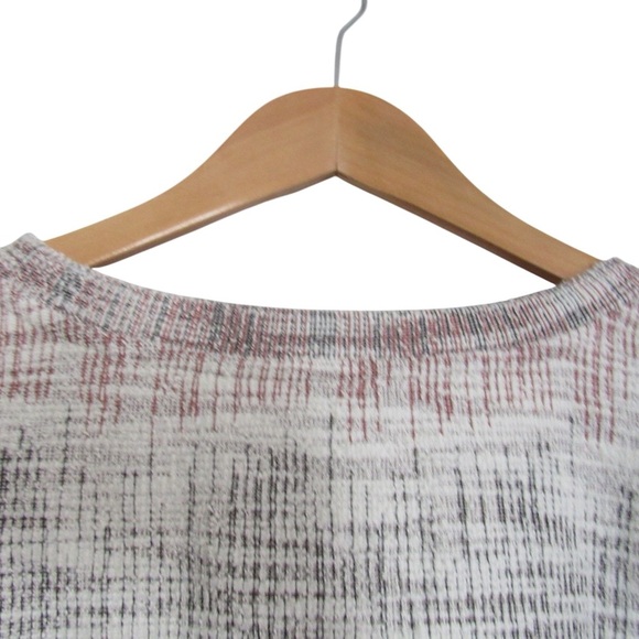 Christopher Banks CJ Pink White Gray Textured Knit Top XL 3/4 Sleeves Pockets - Picture 7 of 11